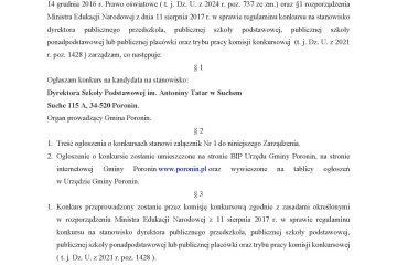zarzadzenie nr 33 konkurs dyrektor sp suche 2025
